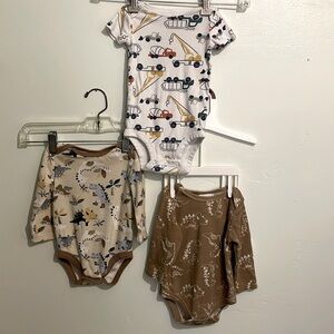 Little Chickadees Onesies Dino Tan/Brown & Carter’s Truck Onesie 6/9 mos